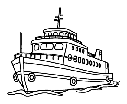 Ferry Colouring Page (Kids, Bold & Easy)