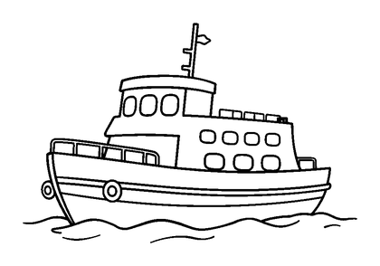 Ferry Colouring Page (Kids, Standard)