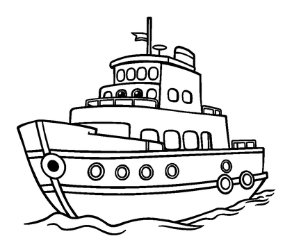 Ferry Colouring Page (Toddler, Bold & Easy)