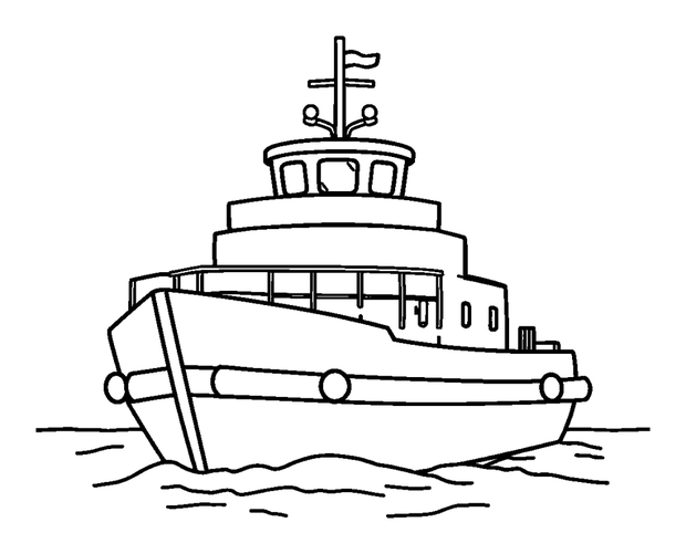Ferry colouring page — free printable for toddlers