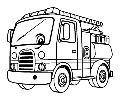 Fire Engine Colouring Page (Kids, Bold & Easy)