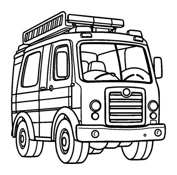 Fire Engine colouring page — free printable for kids