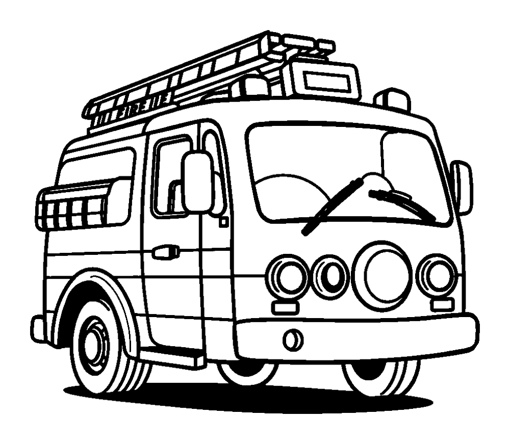 Fire Engine colouring page — free printable for kids