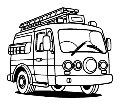 Fire Engine Colouring Page (Kids, Standard)