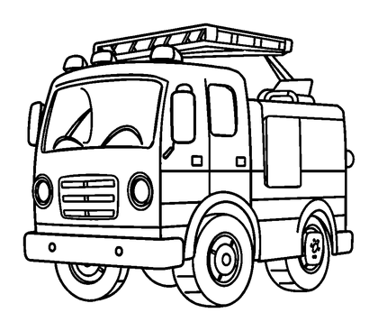 Fire Engine Colouring Page (Kids, Standard)