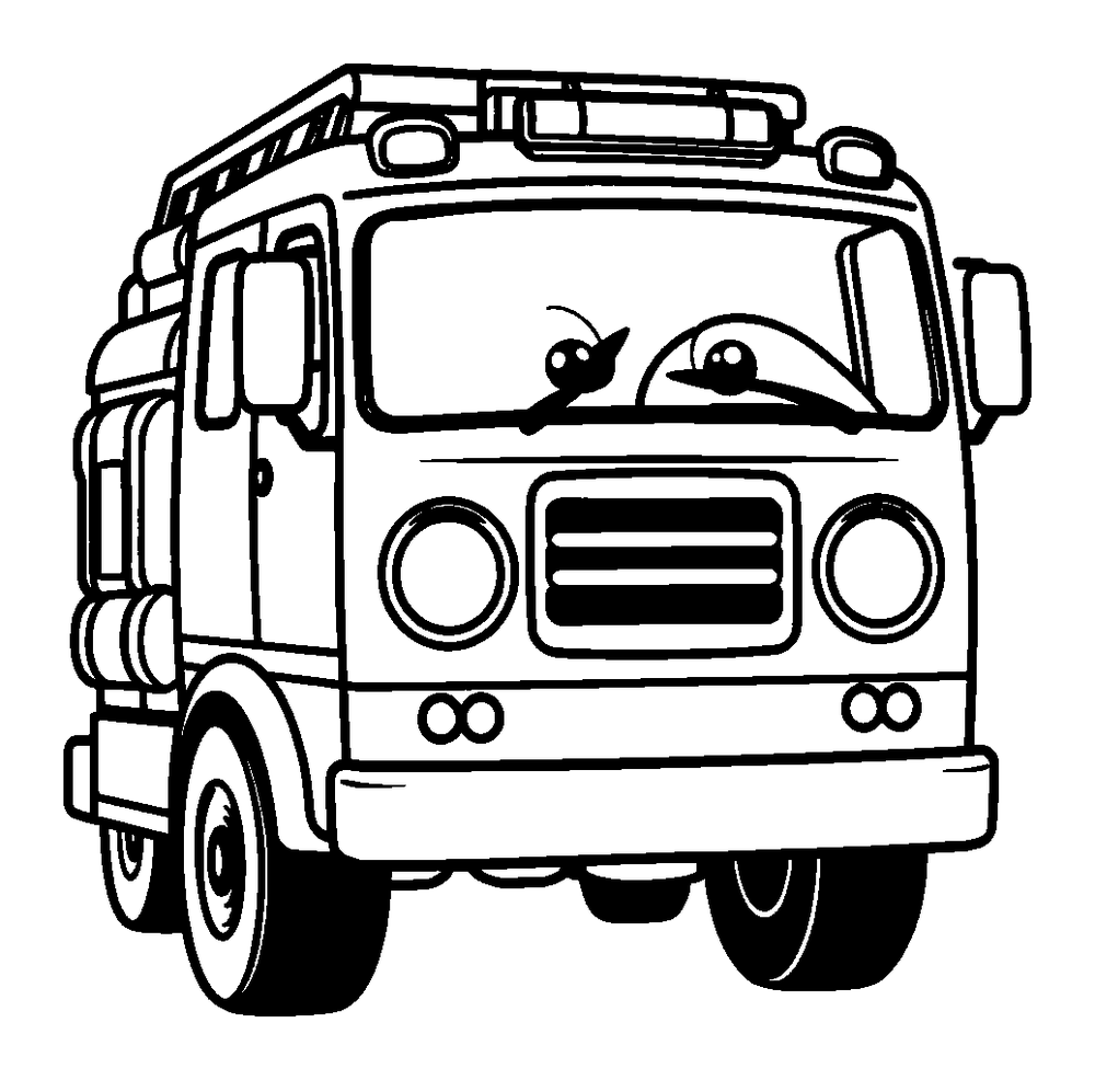 Fire Engine colouring page — free printable for toddlers