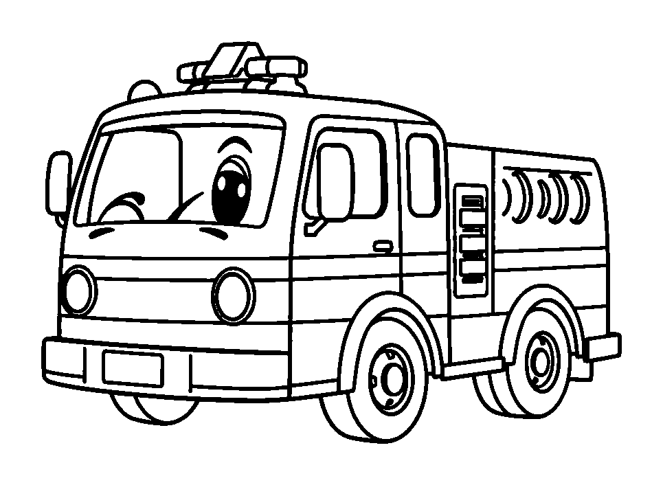 Fire Engine colouring page — free printable for toddlers