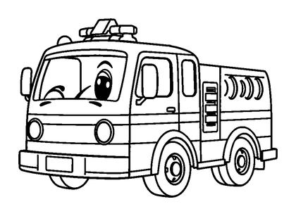 Fire Engine Colouring Page (Toddler, Standard)