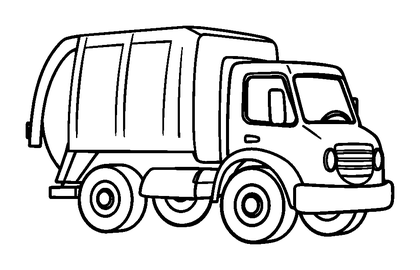 Garbage Truck Colouring Page (Kids, Bold & Easy)