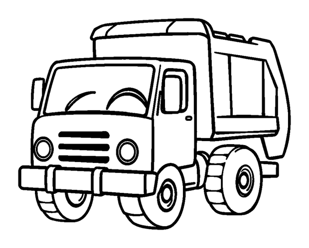 Garbage Truck colouring page — free printable for kids