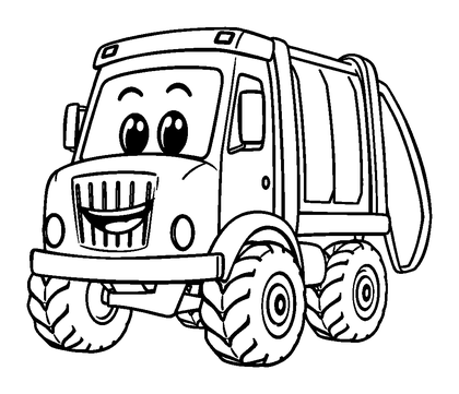 Garbage Truck Colouring Page (Kids, Standard)