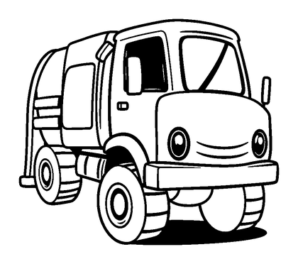 Garbage Truck Colouring Page (Kids, Standard)