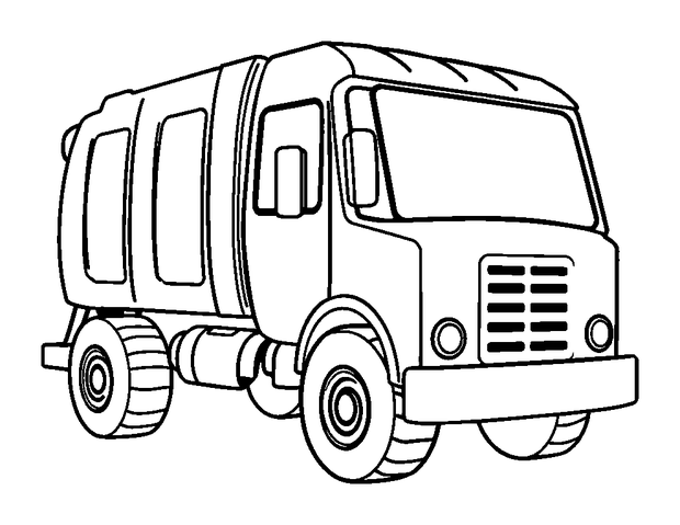 Garbage Truck colouring page — free printable for toddlers
