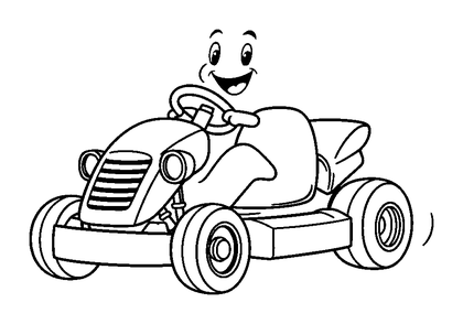 Go Kart Colouring Page (Kids, Bold & Easy)