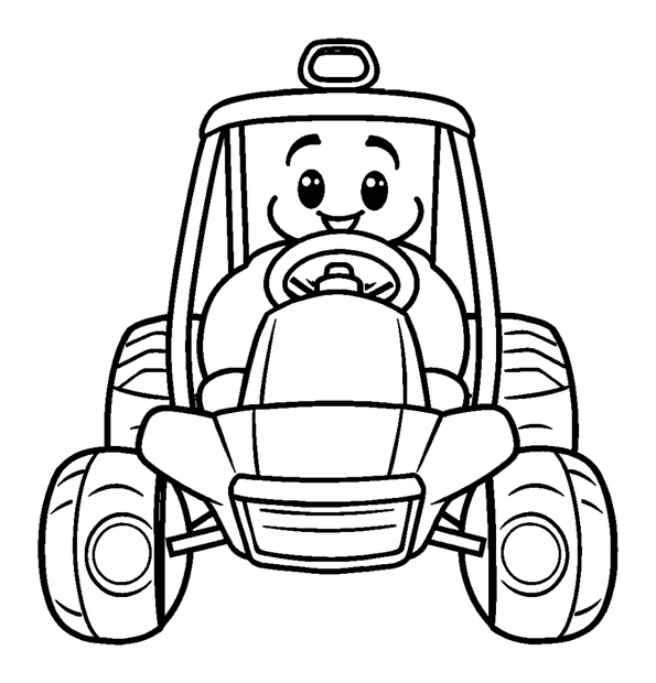 Go Kart colouring page — free printable for kids