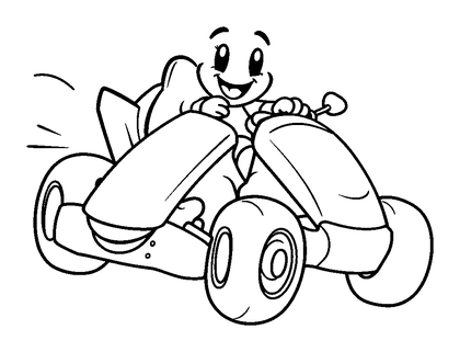 Go Kart Colouring Page (Toddler, Bold & Easy)