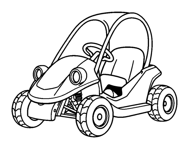 Go Kart colouring page — free printable for toddlers