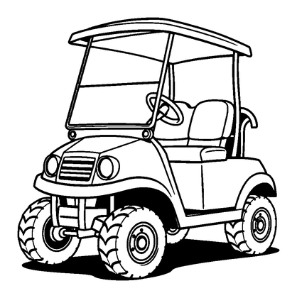 Golf Buggy Colouring Page (Toddler, Bold & Easy)