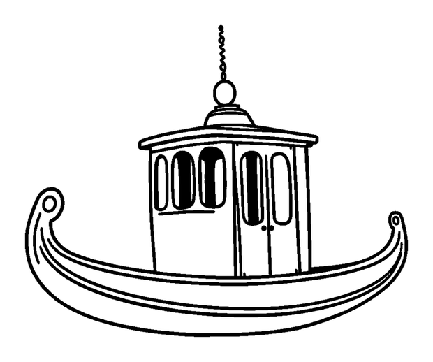 Gondola colouring page — free printable for toddlers