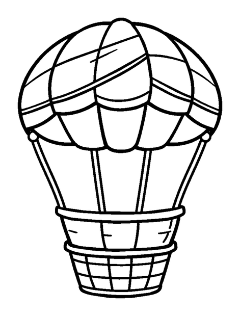 Hot Air Balloon Basket colouring page — free printable for kids