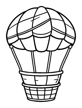 Hot Air Balloon Basket Colouring Page (Kids, Standard)