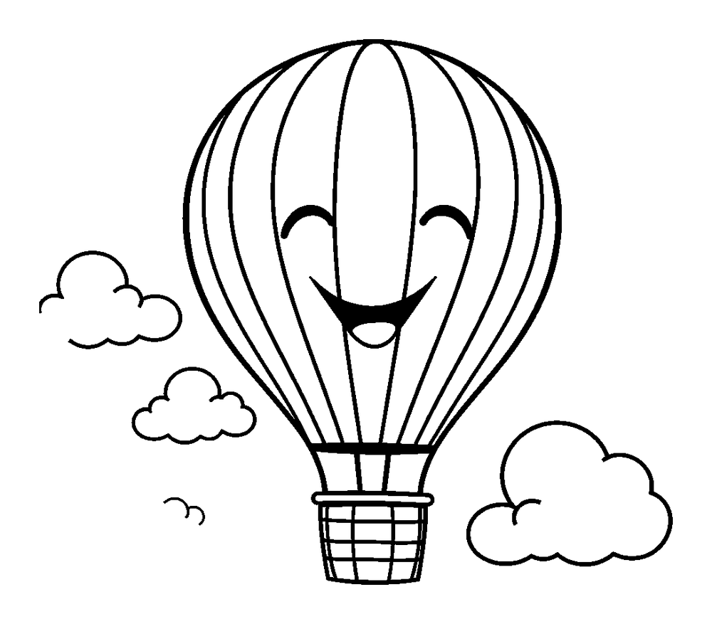 Hot Air Balloon colouring page — free printable for toddlers