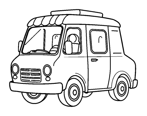 Ice Cream Van colouring page — free printable for kids