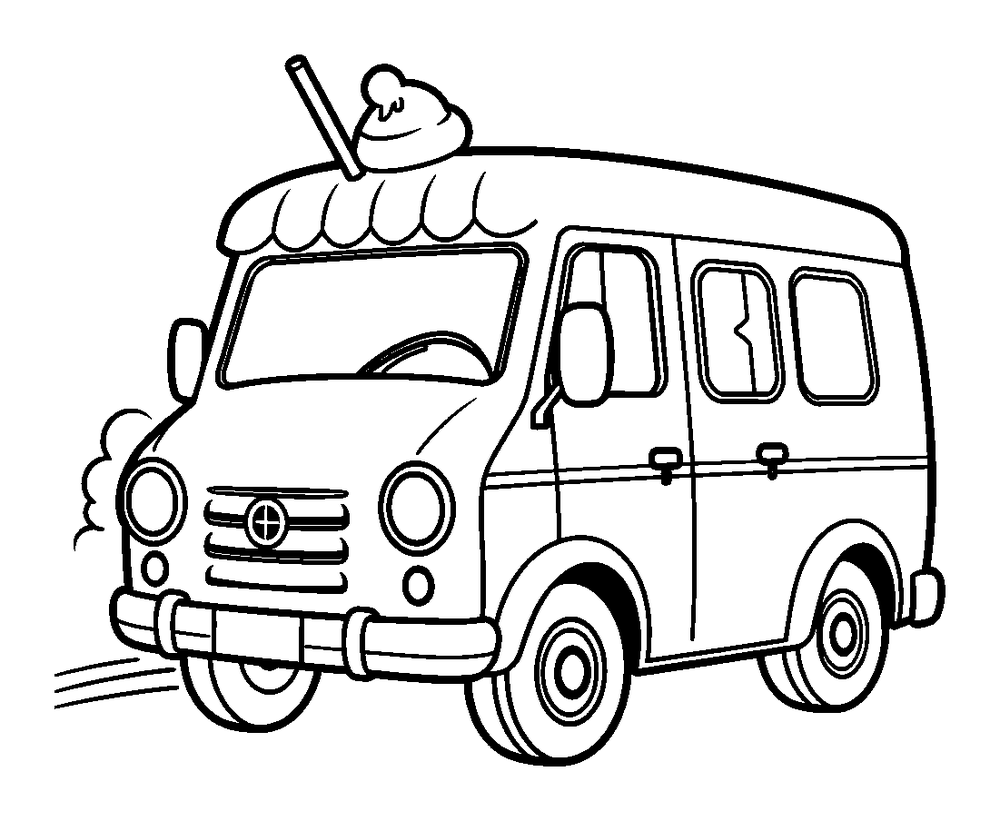 Ice Cream Van colouring page — free printable for toddlers