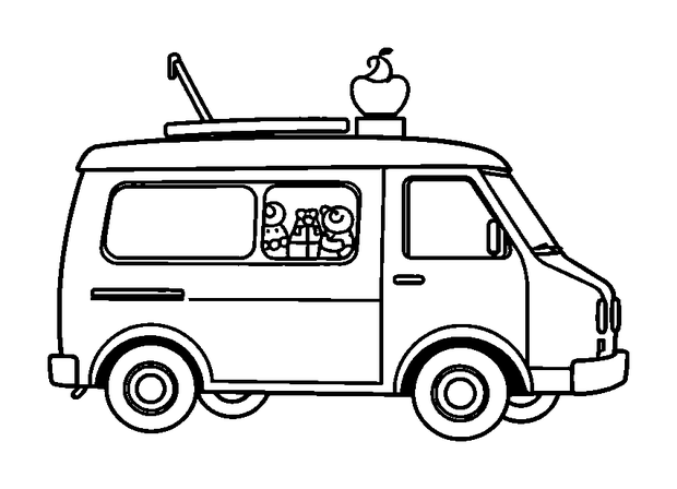 Ice Cream Van colouring page — free printable for toddlers