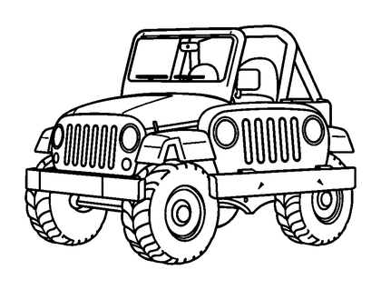 Jeep Colouring Page (Kids, Standard)