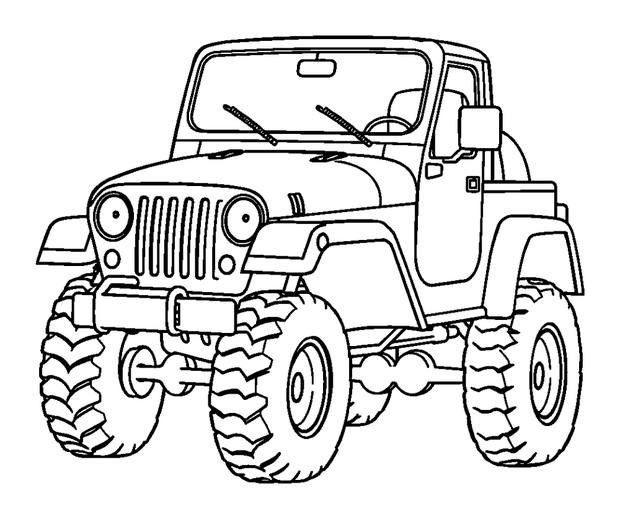 Jeep colouring page — free printable for toddlers