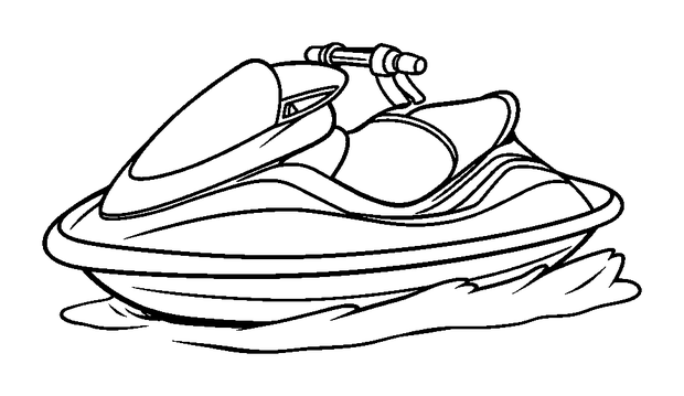 Jet Ski colouring page — free printable for kids