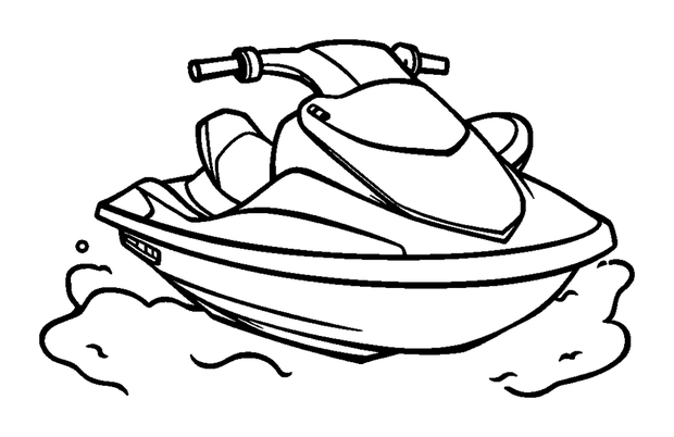 Jet Ski colouring page — free printable for kids
