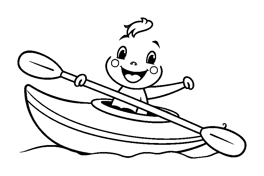 Kayak colouring page — free printable for kids