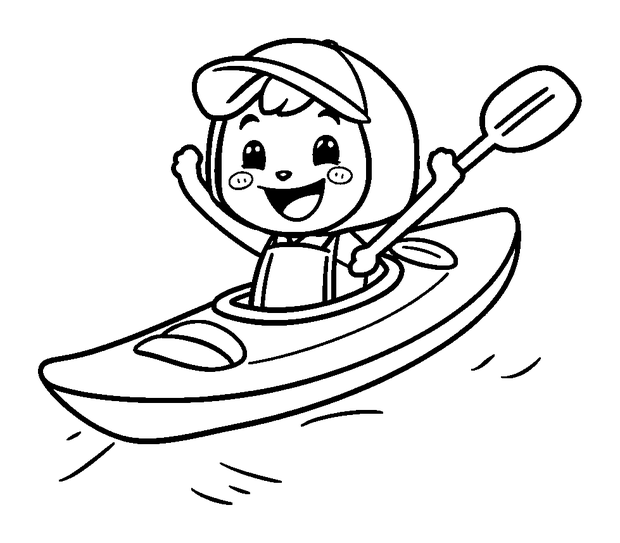 Kayak colouring page — free printable for kids
