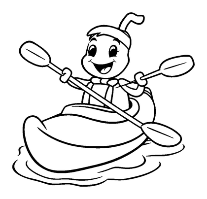 Kayak Colouring Page (Toddler, Bold & Easy)
