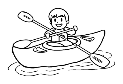 Kayak Colouring Page (Toddler, Bold & Easy)