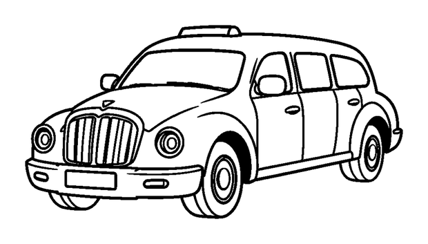 Limousine colouring page — free printable for kids