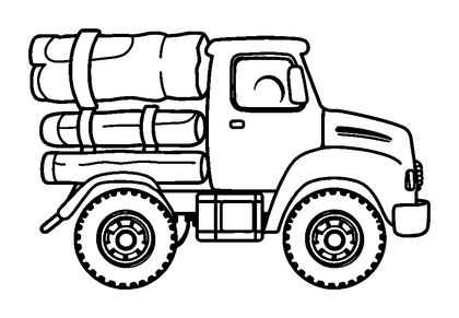 Logging Truck Colouring Page (Kids, Bold & Easy)