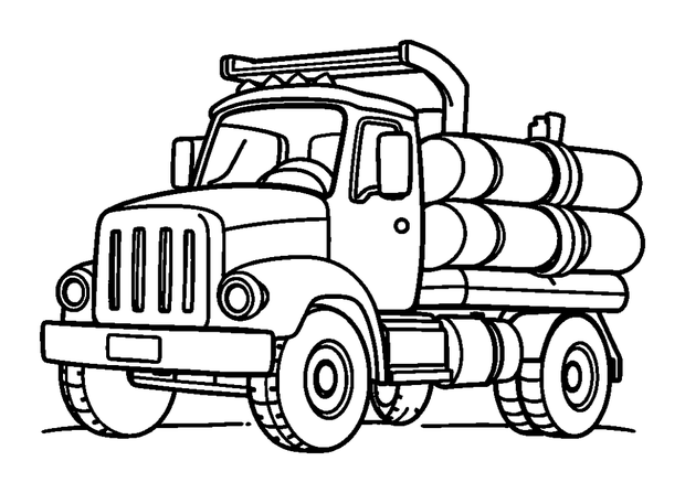 Logging Truck colouring page — free printable for kids