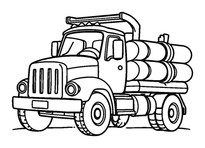 Logging Truck Colouring Page (Kids, Standard)