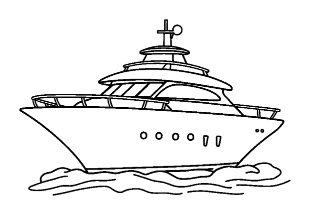 Luxury Yacht colouring page — free printable for kids