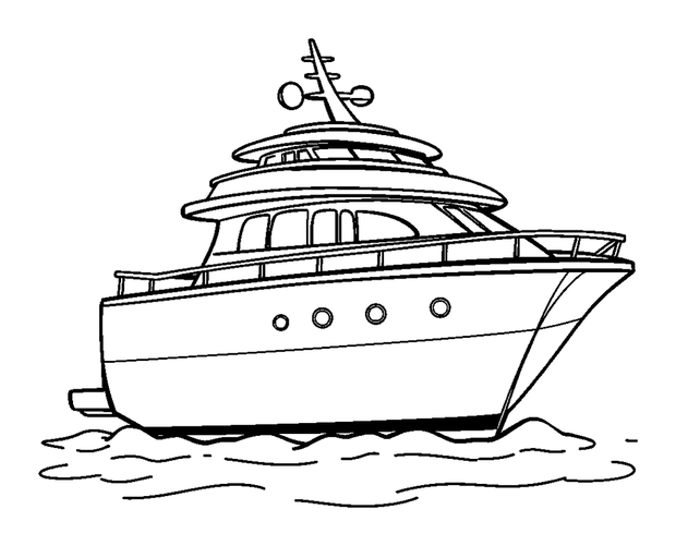 Luxury Yacht colouring page — free printable for kids
