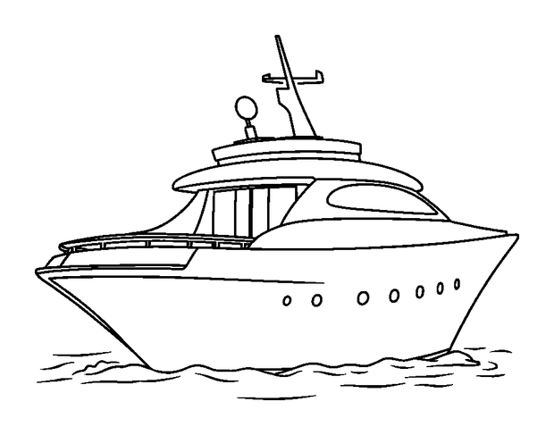 Luxury Yacht colouring page — free printable for toddlers