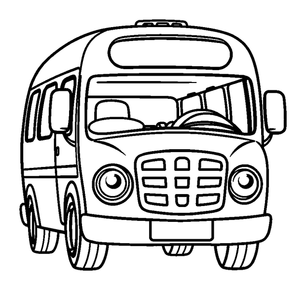 Minibus colouring page — free printable for kids