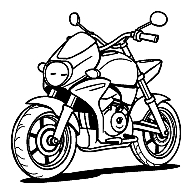 Motorbike colouring page — free printable for kids