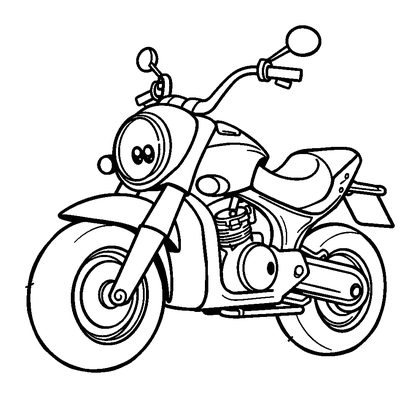 Motorbike Colouring Page (Toddler, Bold & Easy)