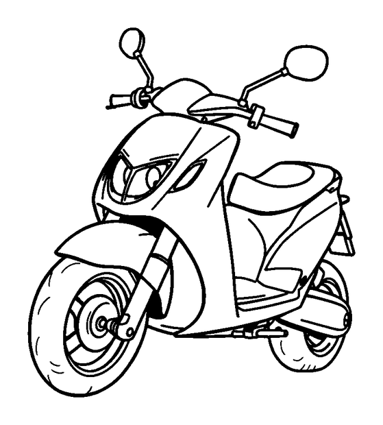 Motorbike colouring page — free printable for toddlers