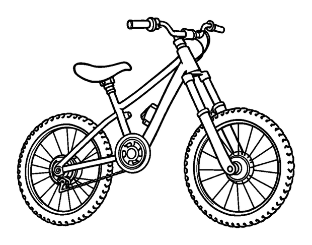 Mountain Bike colouring page — free printable for kids