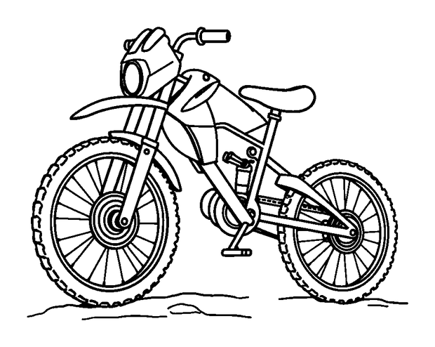 Mountain Bike colouring page — free printable for toddlers
